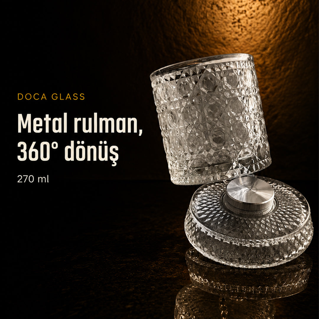 Doca Premium Japon Kristal Kesim Mawari Viski Bardağı